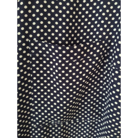 Express Blouse Med Portofino  button up polka dot print Navy Blue Iconic Express - Picture 4 of 8